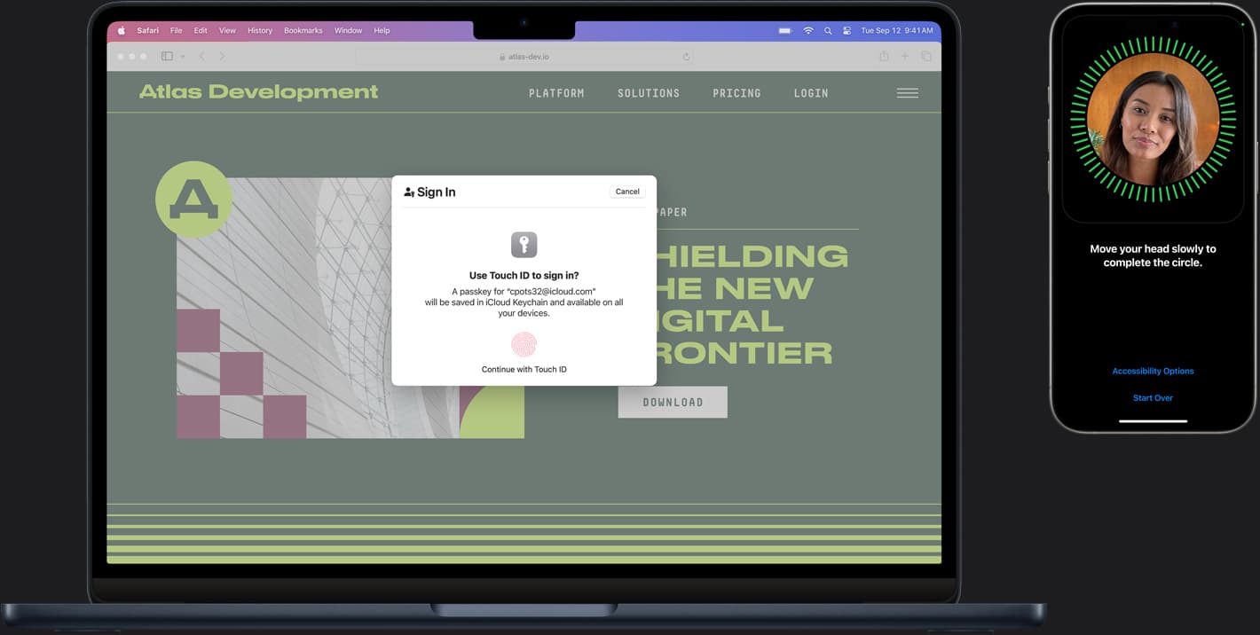 Laptop showing security features